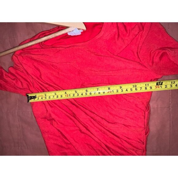 Helmut Lang | Asymmetric Nova Ruched Jersey Fitted Midi Dress Coral Red Size XS - Picture 8 of 10